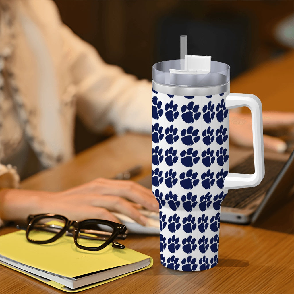 Edgewood Paw Print Travel Coffee Mug with Handle and Straw (40oz) 3562876920653970271208586780023905902919680n