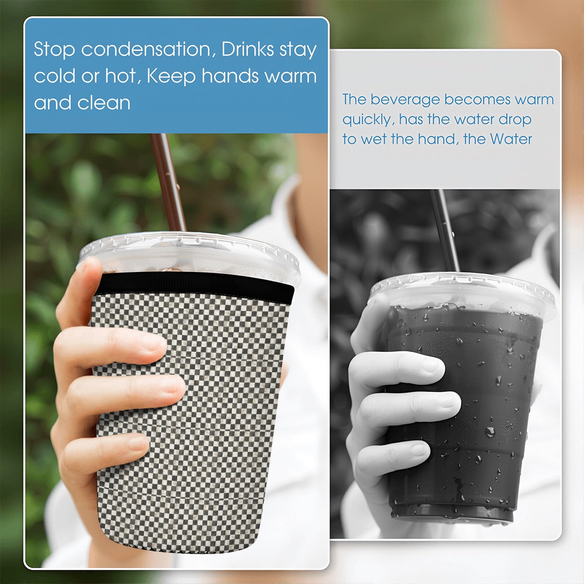 Black and White checkered Neoprene Koozies Cup Sleeve 3pcs 1 5 2 5