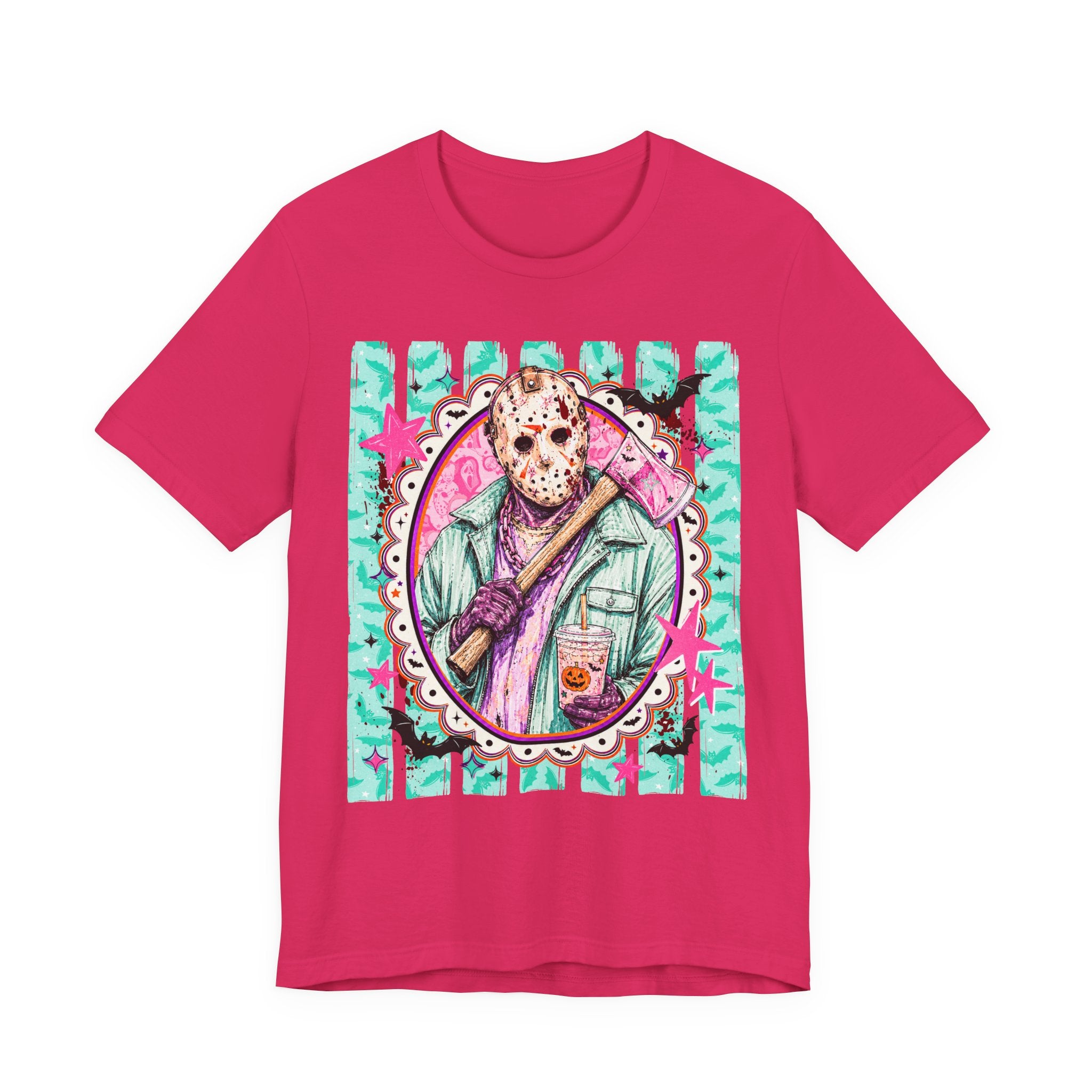 Retro Pastel Jason Voorhees Tee – Cute Horror Movie Mask Graphic Shirt