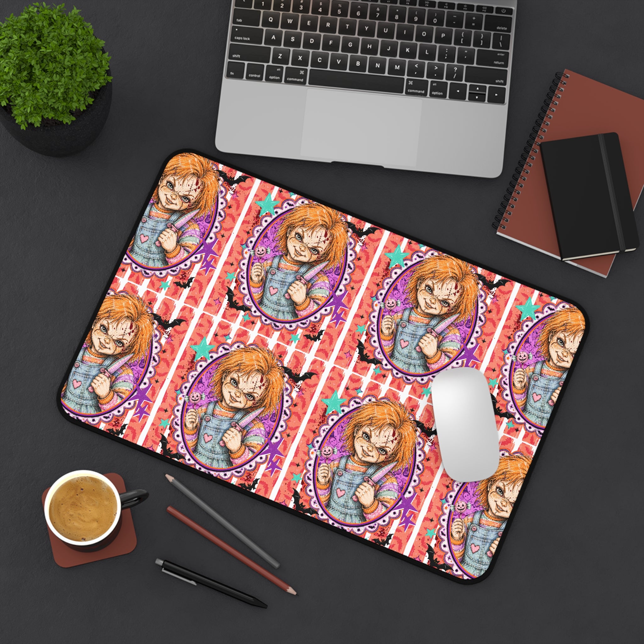Chucky Pattern Desk Mat — Horror Movie Slasher Office Mousepad