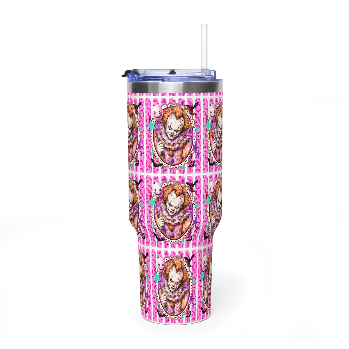 40oz Penny Wise Horror Clown Tumbler — Pink Pennywise Stainless Steel Vacuum Bottle