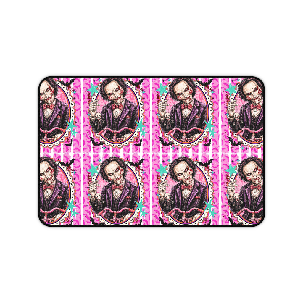Gothic Victorian Skull Desk Mat — Pink Patterned Gaming/Office Mouse Pad