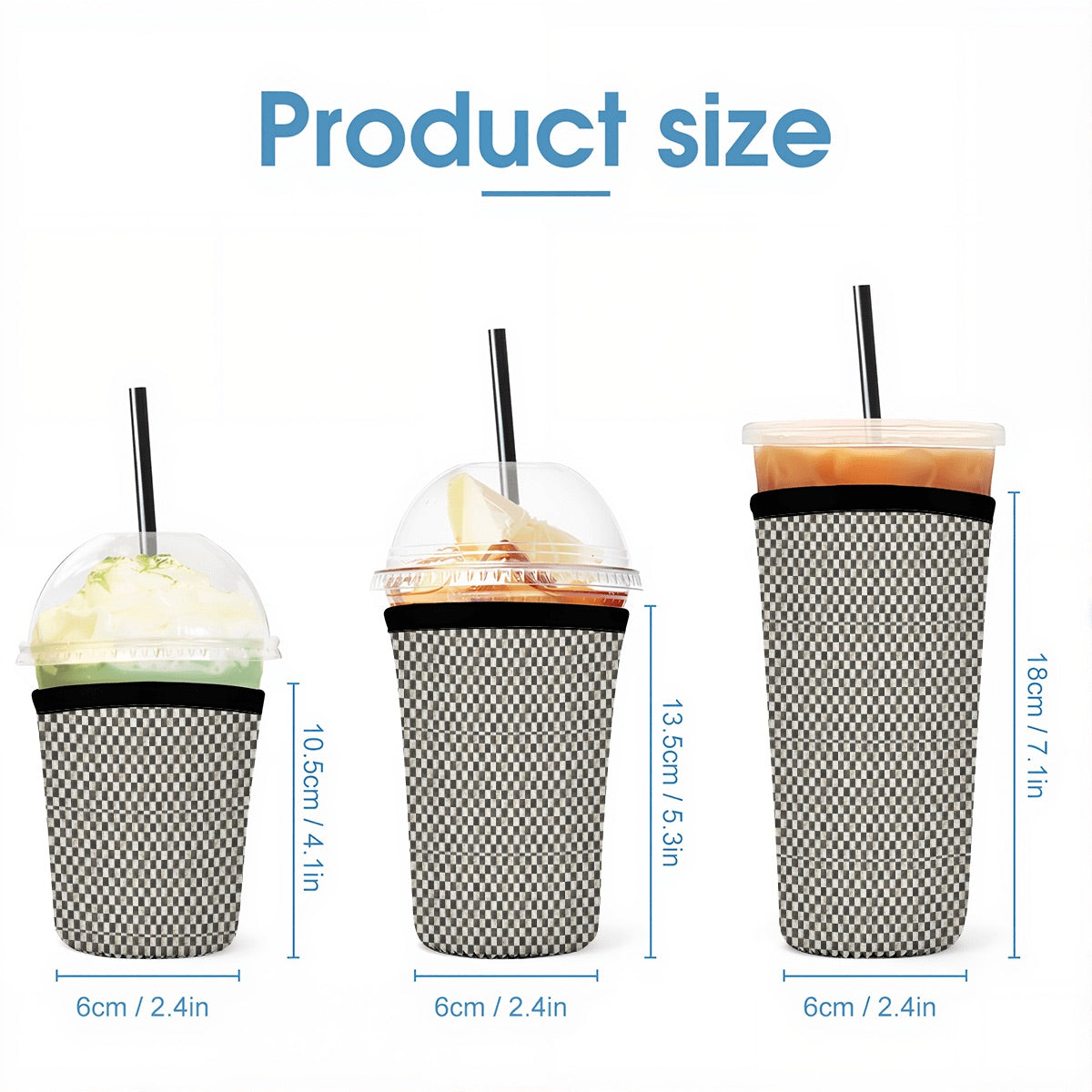 Black and White checkered Neoprene Koozies Cup Sleeve 3pcs 1 5 2 5