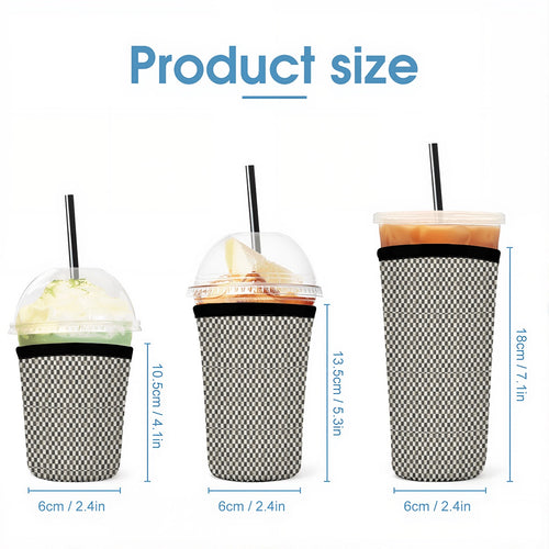Black and White checkered Neoprene Koozies Cup Sleeve 3pcs 1 5 2 5