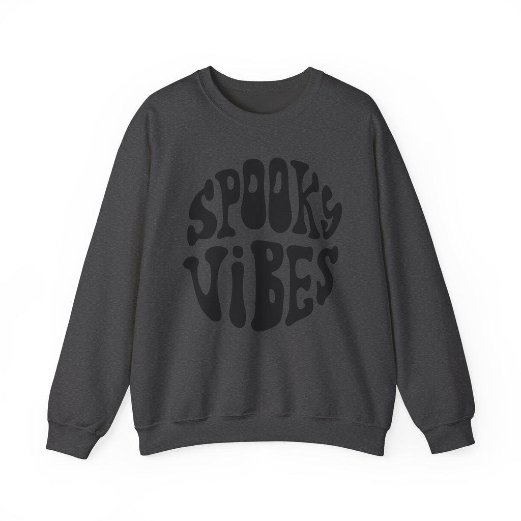 Spooky Vibes Crewneck Sweatshirt – Halloween Retro Groovy Graphic