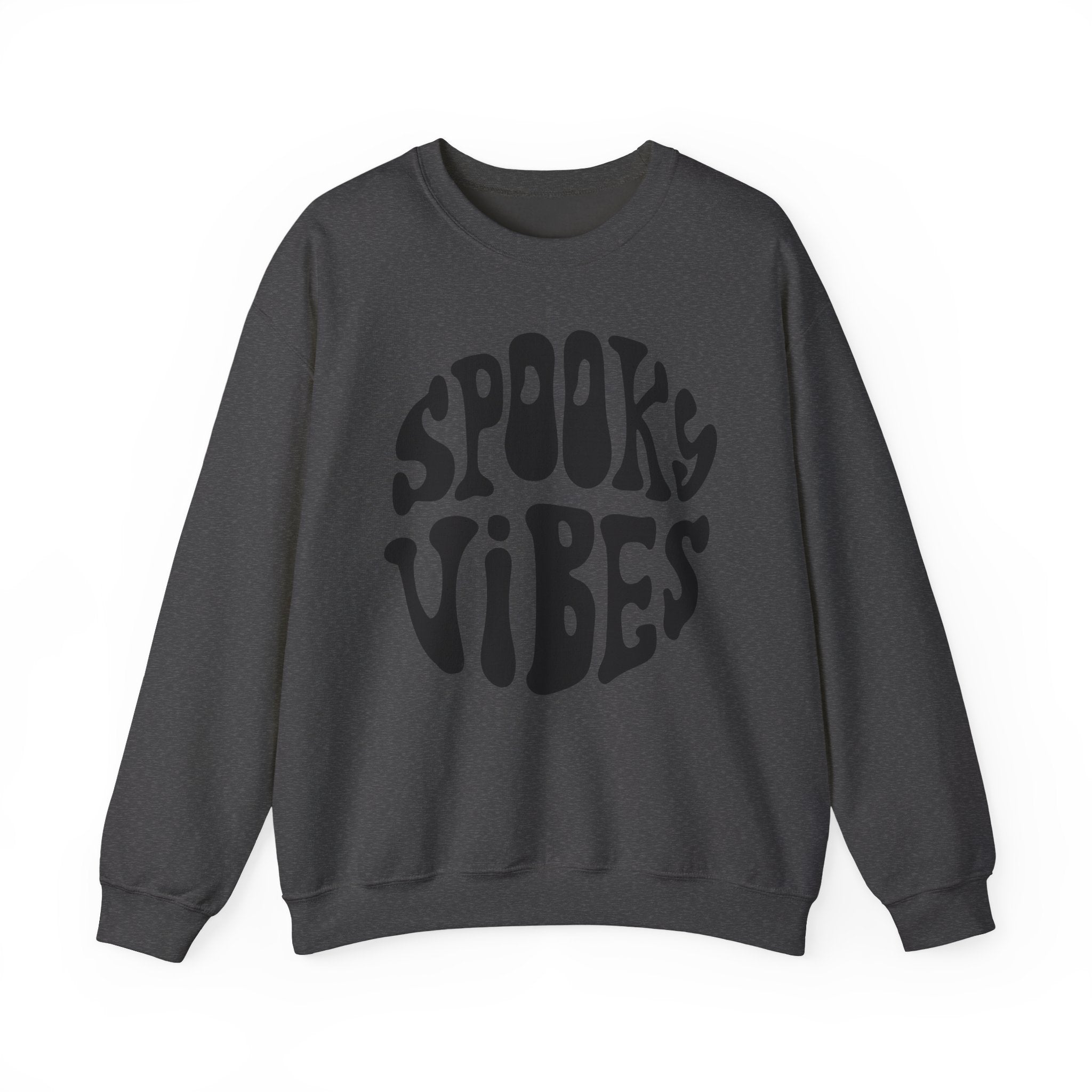 Spooky Vibes Crewneck Sweatshirt – Halloween Retro Groovy Graphic