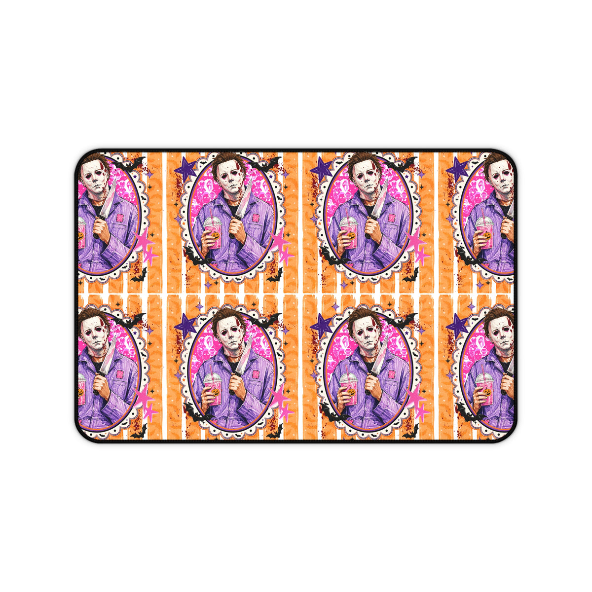 Horror Coffee Desk Mat — Michael Mask Patterned Gamer Desk Pad