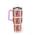 40oz Halloween Freddy Krueger Tumbler — Retro Orange Striped Vacuum Insulated Cup