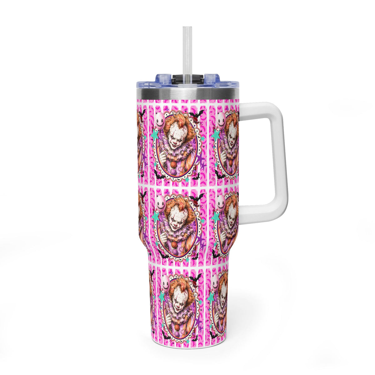 40oz Penny Wise Horror Clown Tumbler — Pink Pennywise Stainless Steel Vacuum Bottle