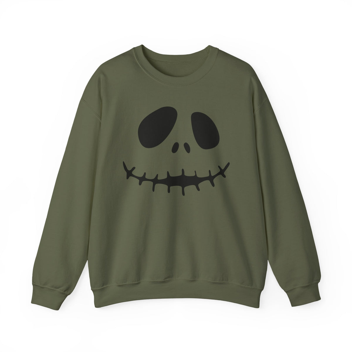 Skull Smile Crewneck Sweatshirt — Minimal Halloween Jack-O'-Lantern Face