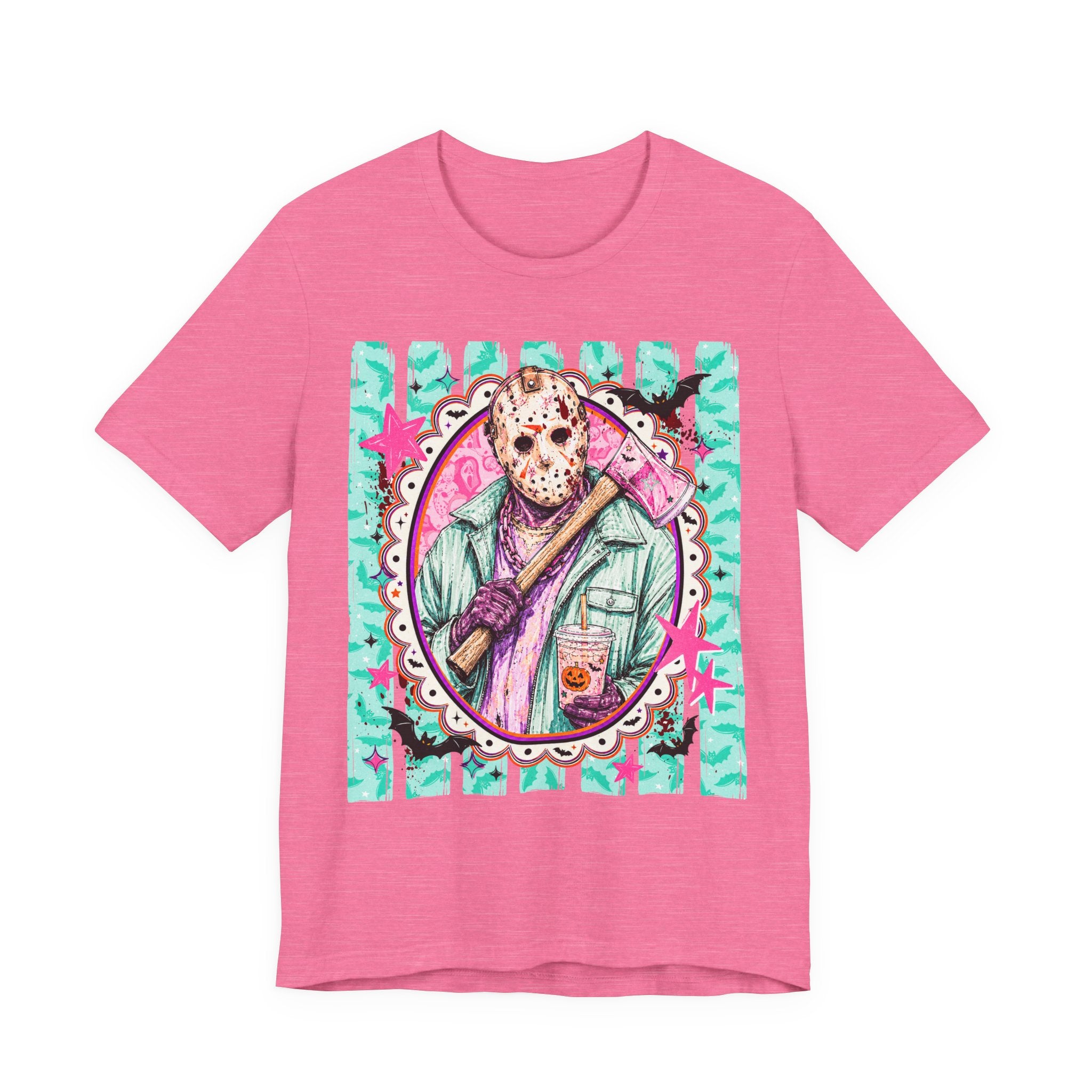 Retro Pastel Jason Voorhees Tee – Cute Horror Movie Mask Graphic Shirt