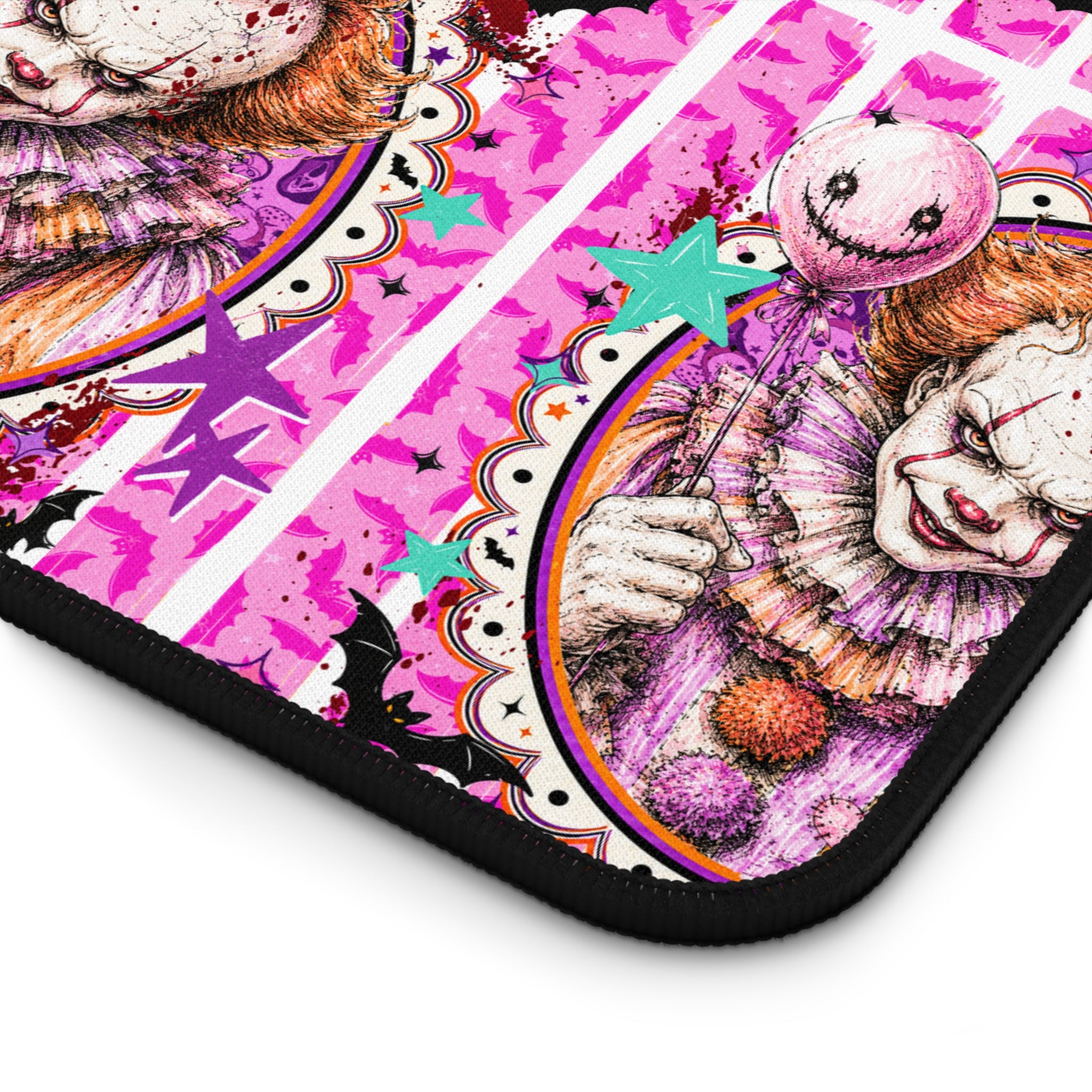 Creepy Clown Pink Pattern Desk Mat — Horror Gamer Mousepad