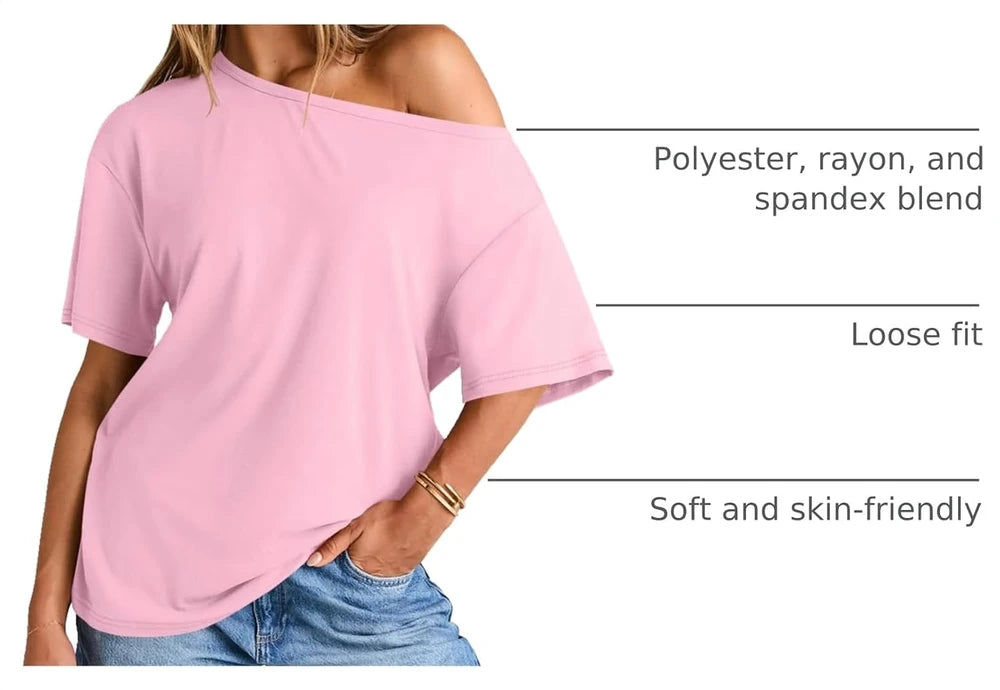 Trendy Queen Womens Off the Shoulder Tops Oversized Summer