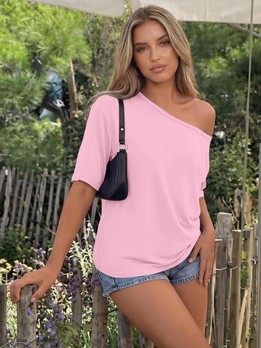 Trendy Queen Womens Off the Shoulder Tops Oversized Summer