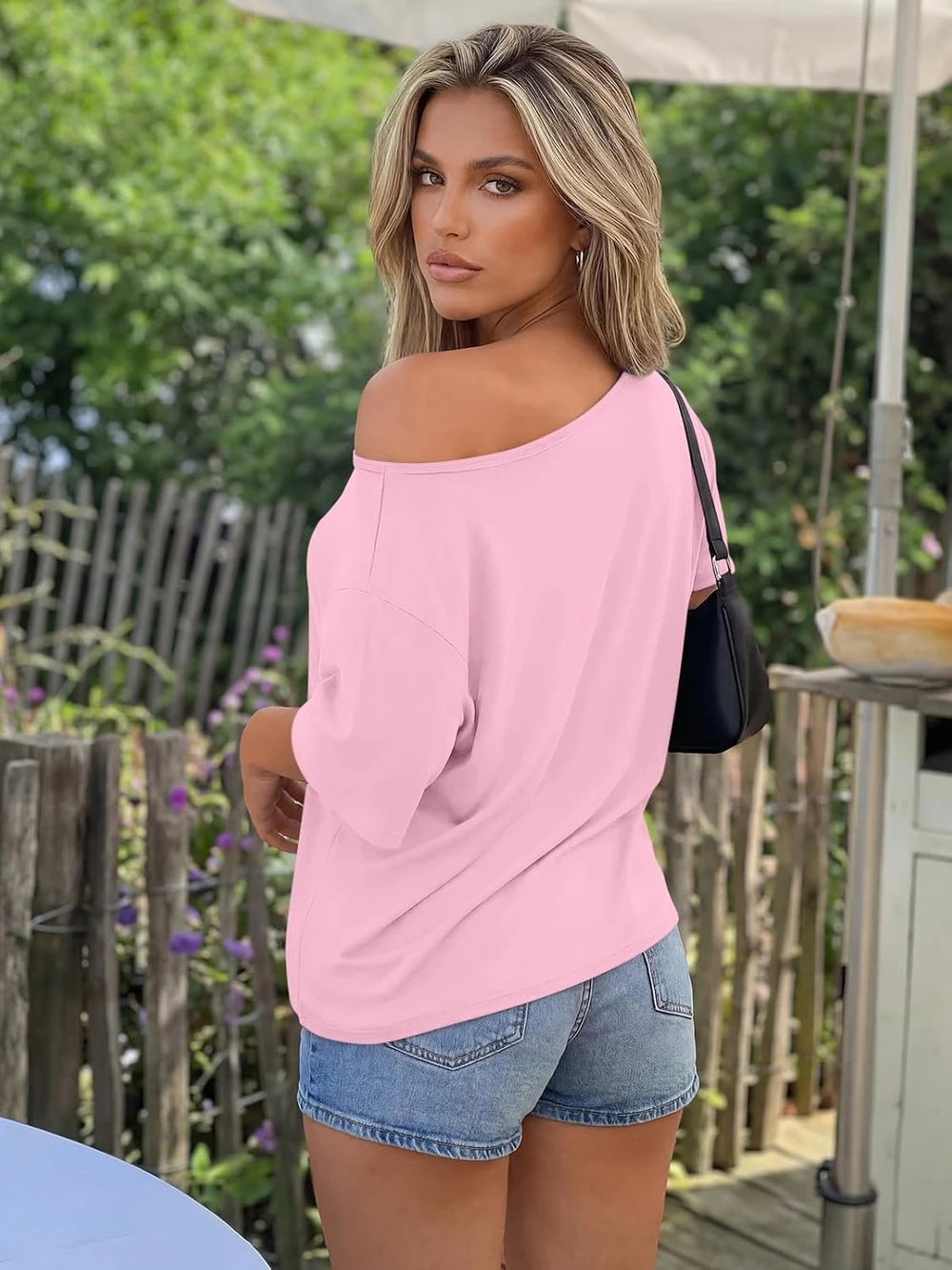 Trendy Queen Womens Off the Shoulder Tops Oversized Summer
