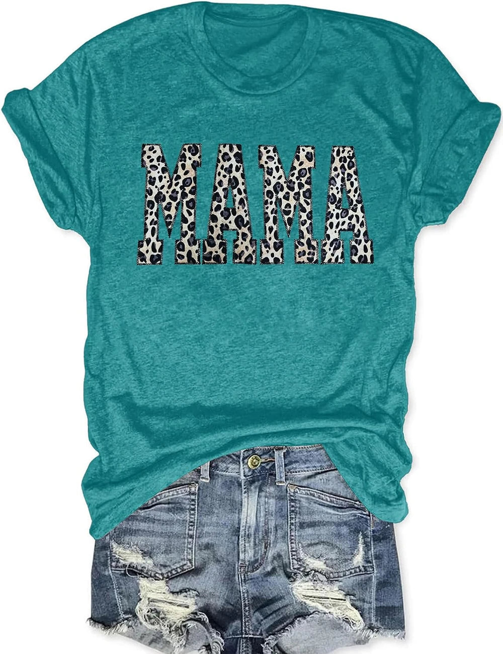 Mama Shirts for Women: Embroidered Mom Tshirts Leopard Mama Tees