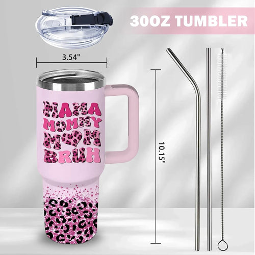 30oz Purple Mommy Mom Cups Tumbler with Handle and Straw, Mama Gifts