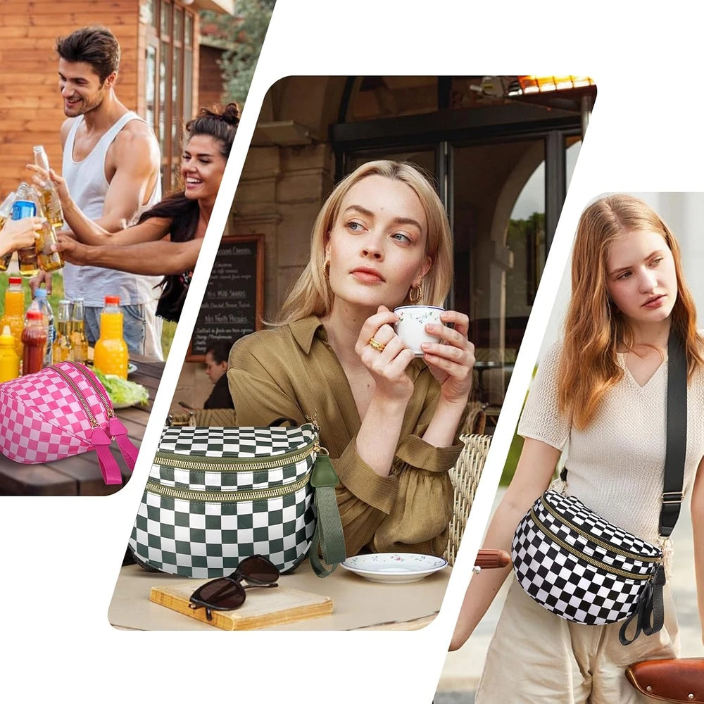 Checkered Crossbody Sling Bag