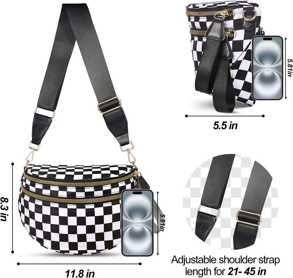 Checkered Crossbody Sling Bag