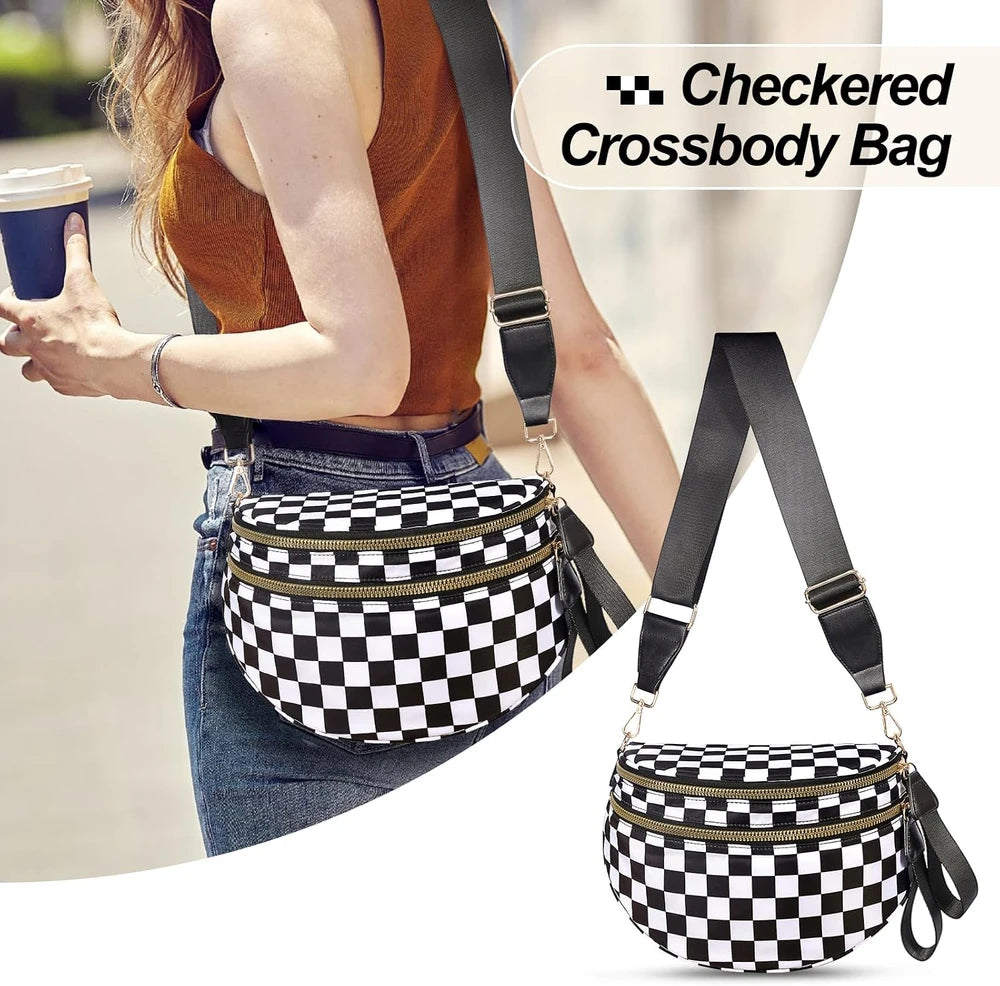 Checkered Crossbody Sling Bag