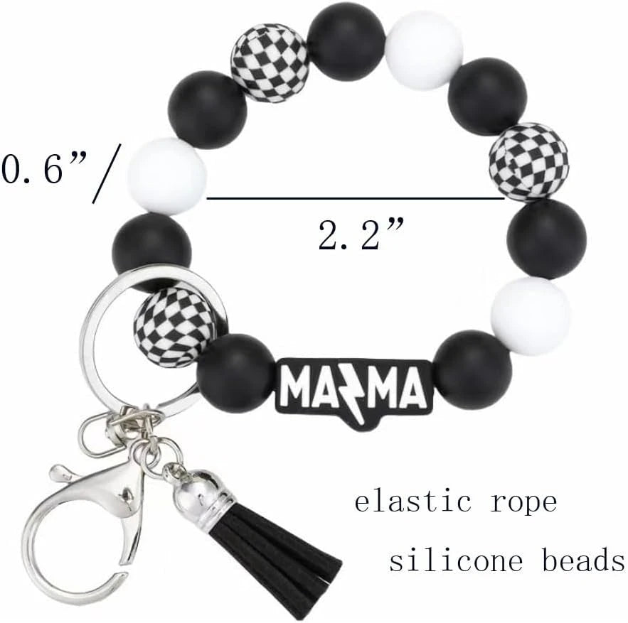 Chessboard Silicone Beaded Keychain Wristlet