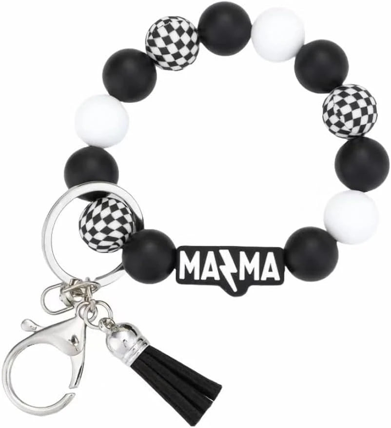 Chessboard Silicone Beaded Keychain Wristlet