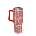 40oz Halloween Chucky Doll Insulated Tumbler — Retro Red Striped Bat Line Stainless Vacuum Cup