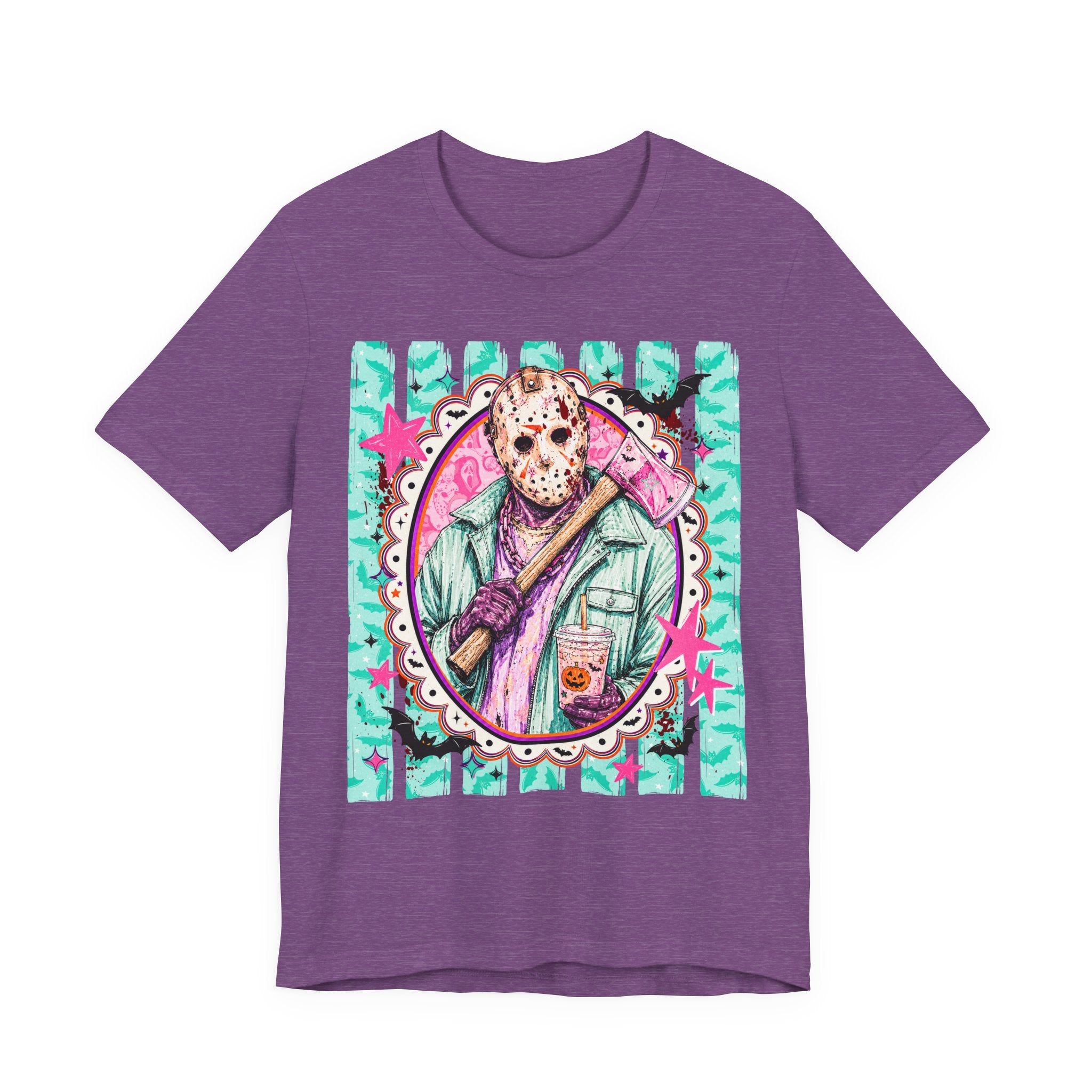 Retro Pastel Jason Voorhees Tee – Cute Horror Movie Mask Graphic Shirt