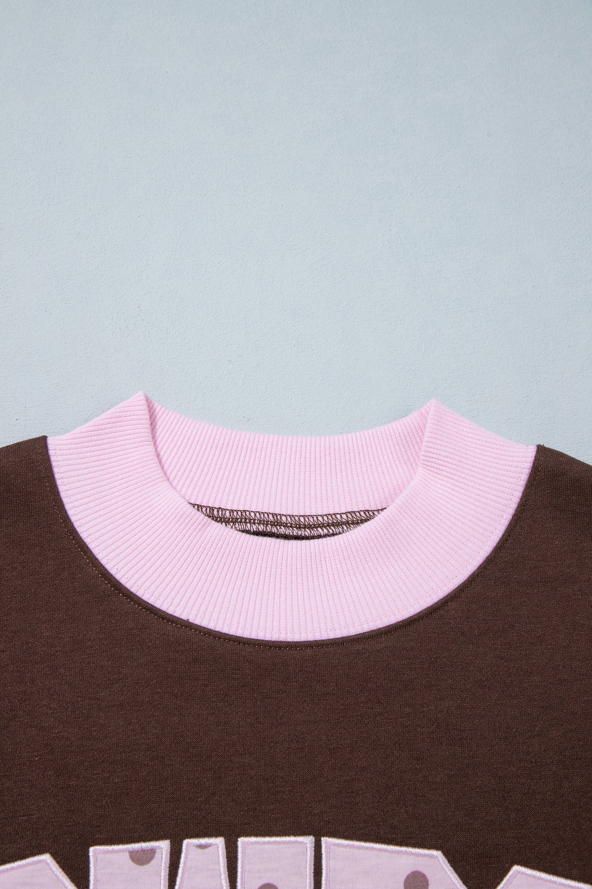 Pink Polka Dot Letter Graphic Colorblock Tunic Sweatshirt