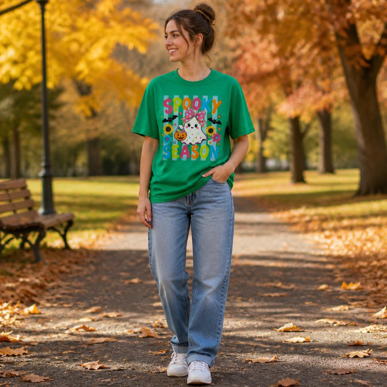 Spooky Season Shirt — Cute Ghost Pumpkin Halloween Tee