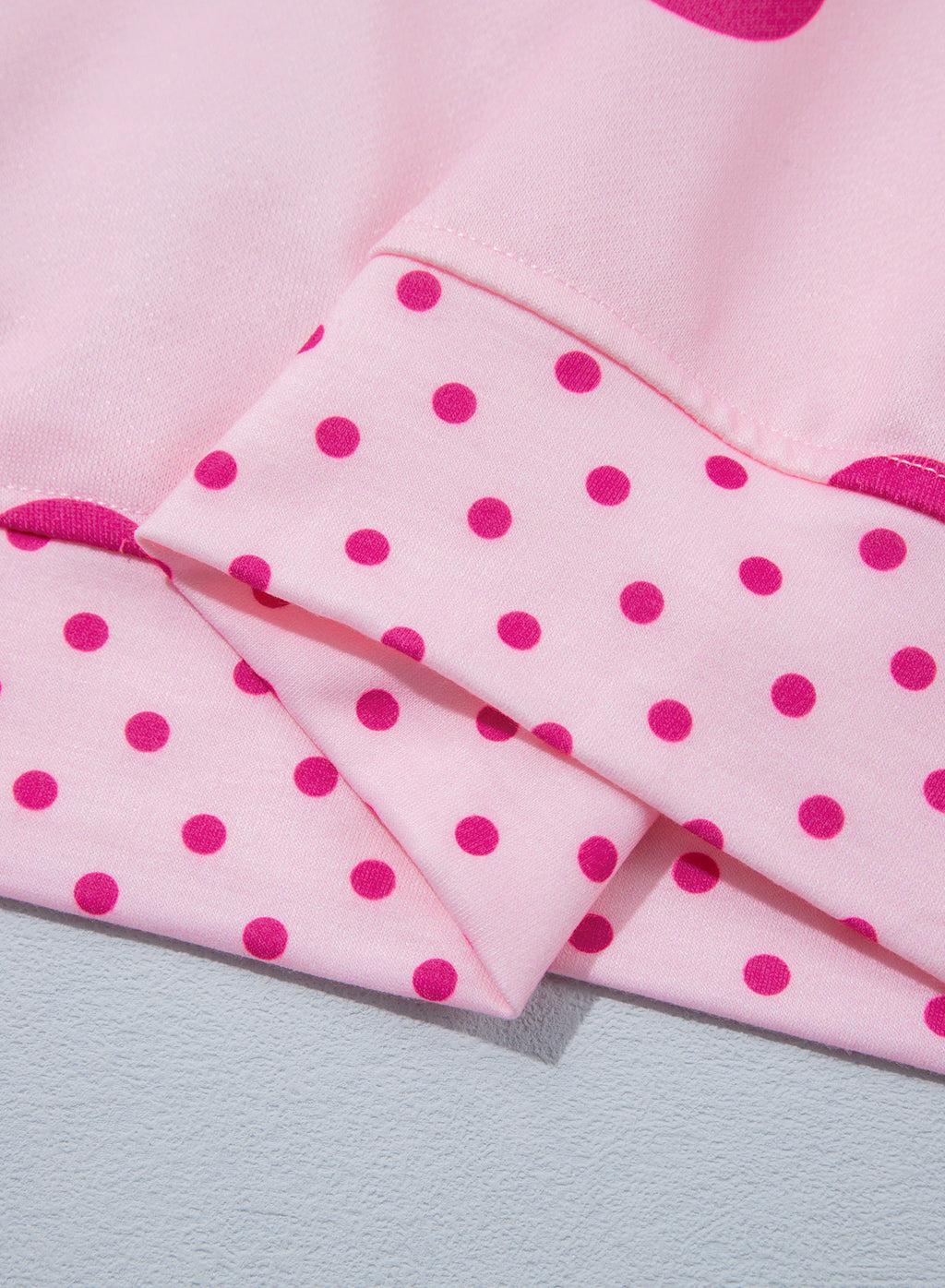 Pink Polka Dot Print Contrast Detail Oversized Tunic Sweatshirt