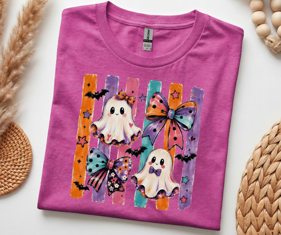 Halloween Ghosts Bows T-Shirt – Spooky Season Graphic Tee