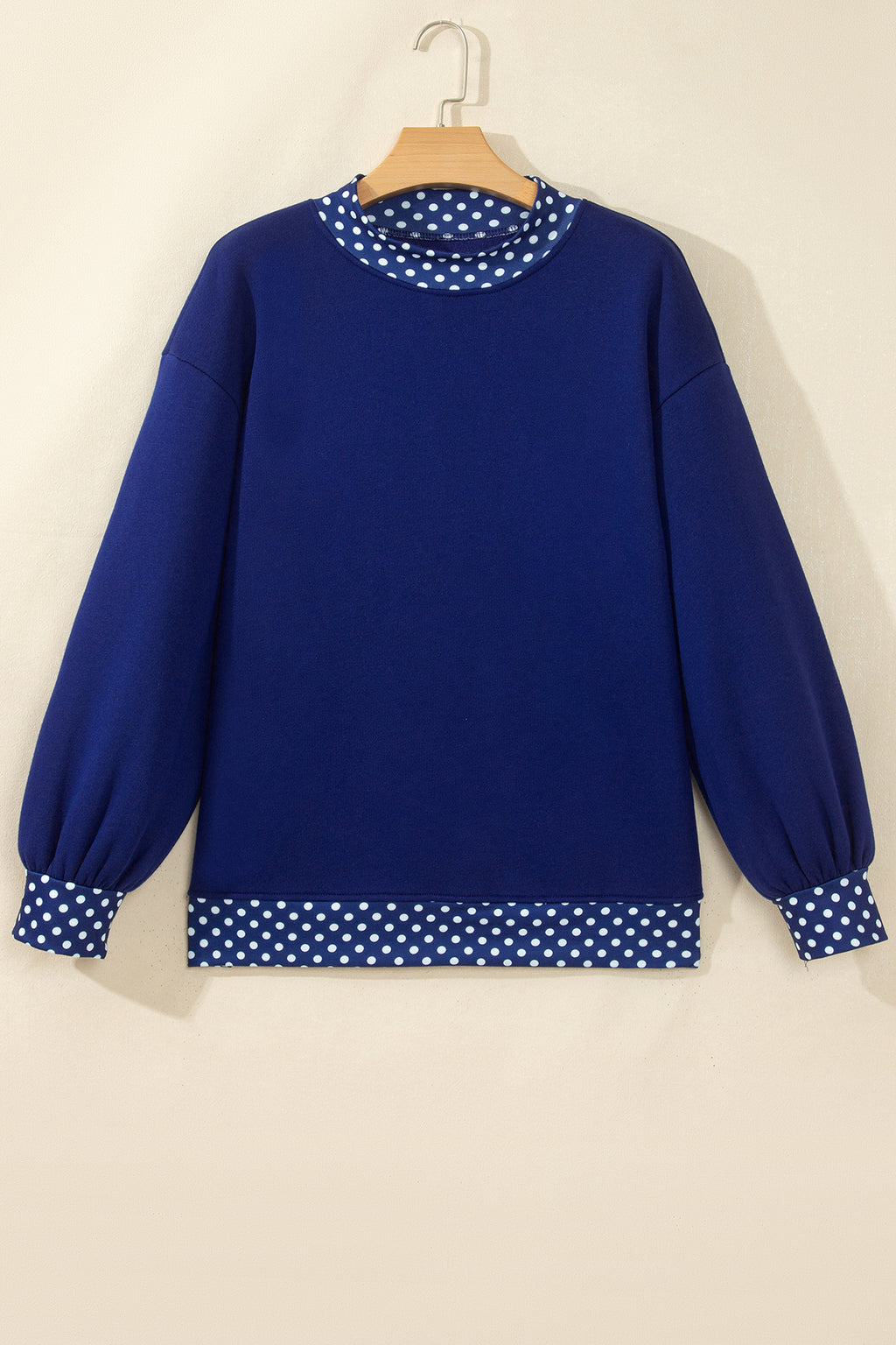 Tillandsia Purple Colorblock Polka Dot Contrast Trim Oversized Sweatshirt