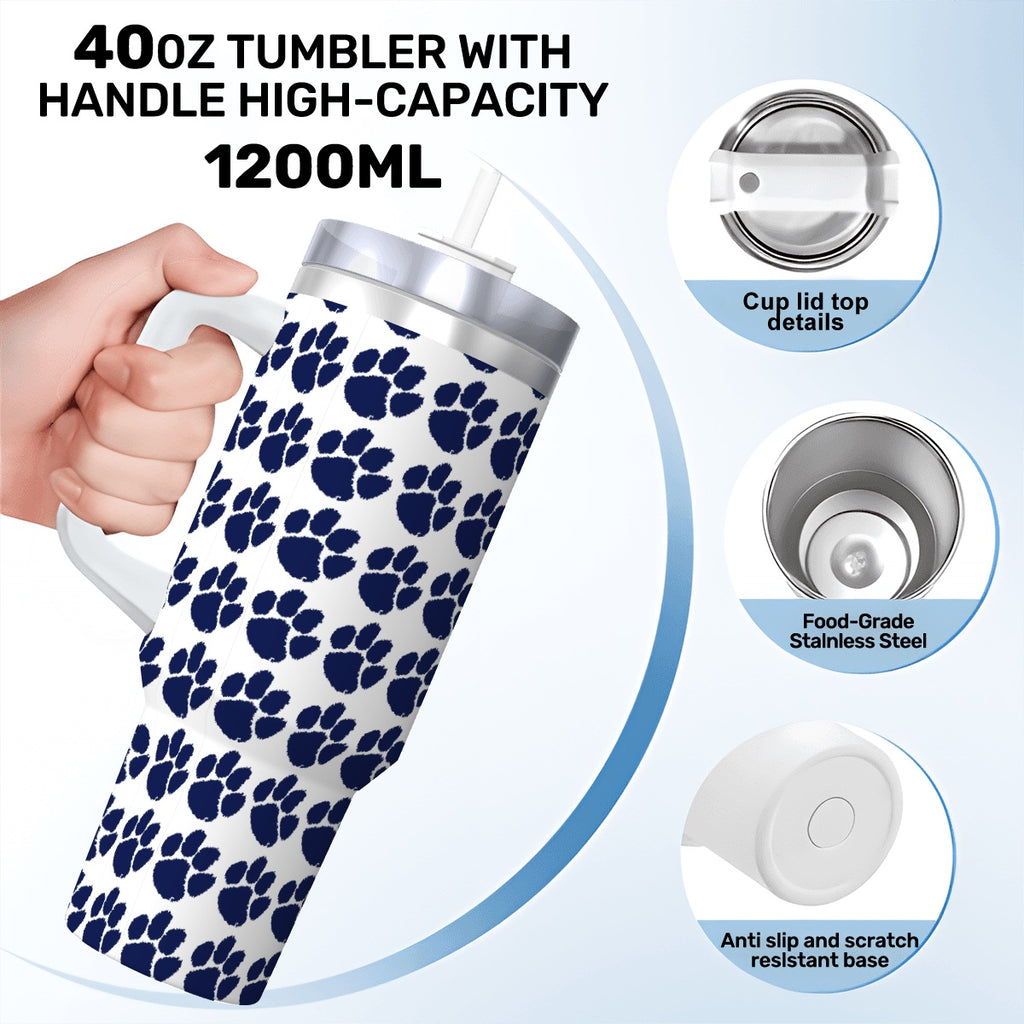 Edgewood Paw Print Travel Coffee Mug with Handle and Straw (40oz) 3562876920653970271208586780023905902919680n