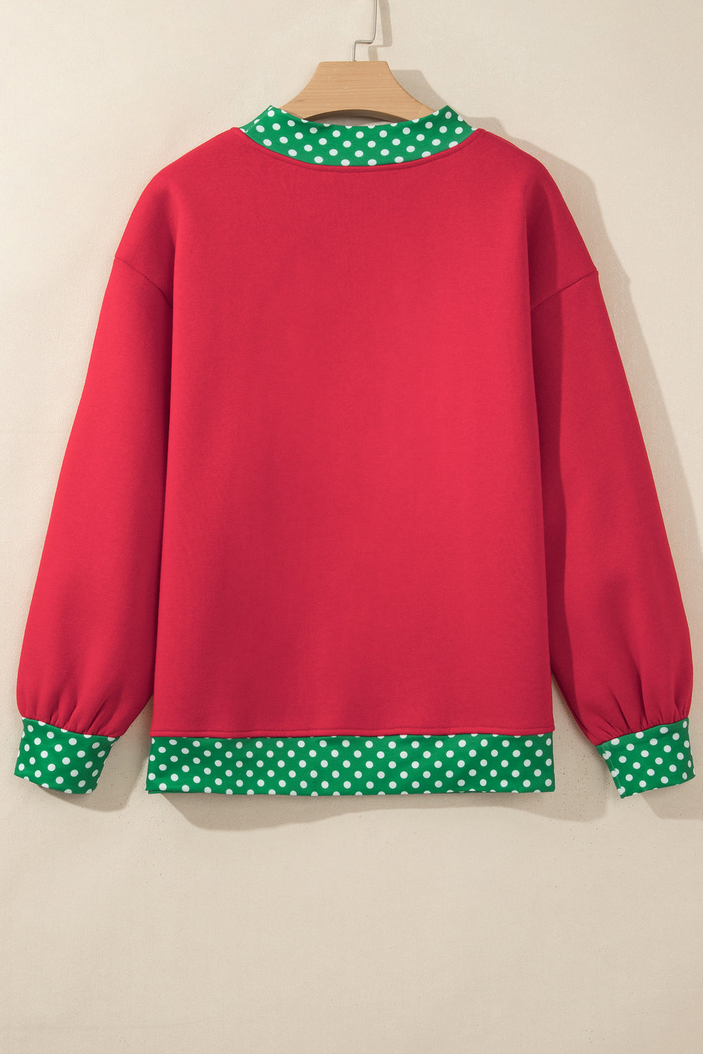 Tillandsia Purple Colorblock Polka Dot Contrast Trim Oversized Sweatshirt