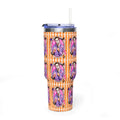 40oz Halloween Michael Myers Tumbler — Retro Orange Striped Vacuum Insulated Cup