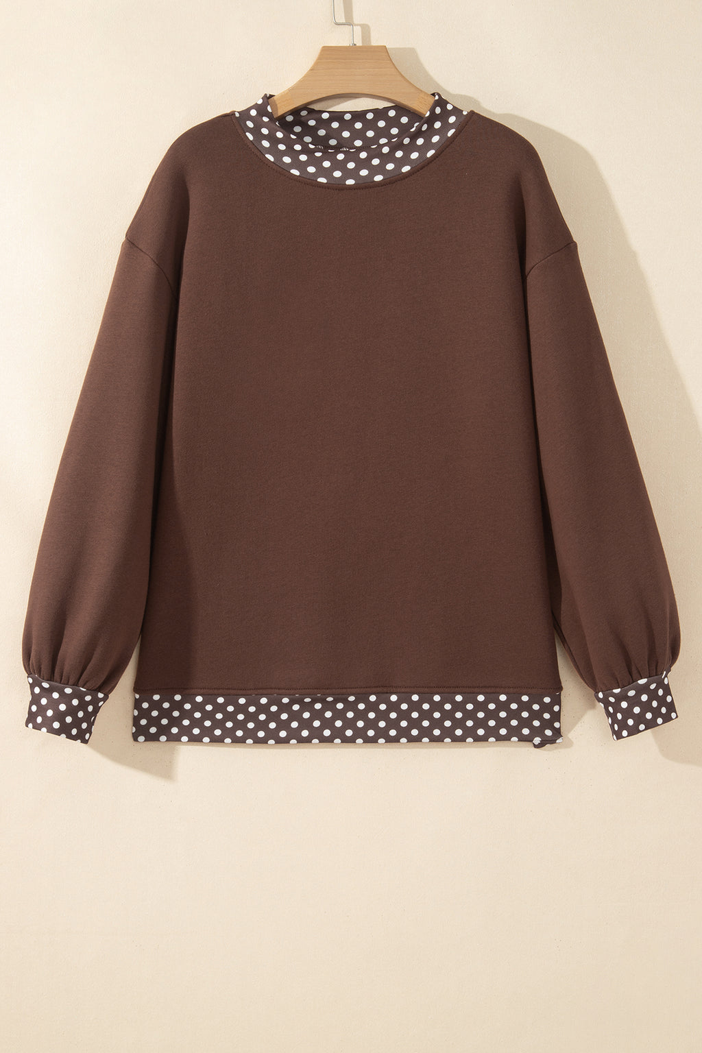 Tillandsia Purple Colorblock Polka Dot Contrast Trim Oversized Sweatshirt
