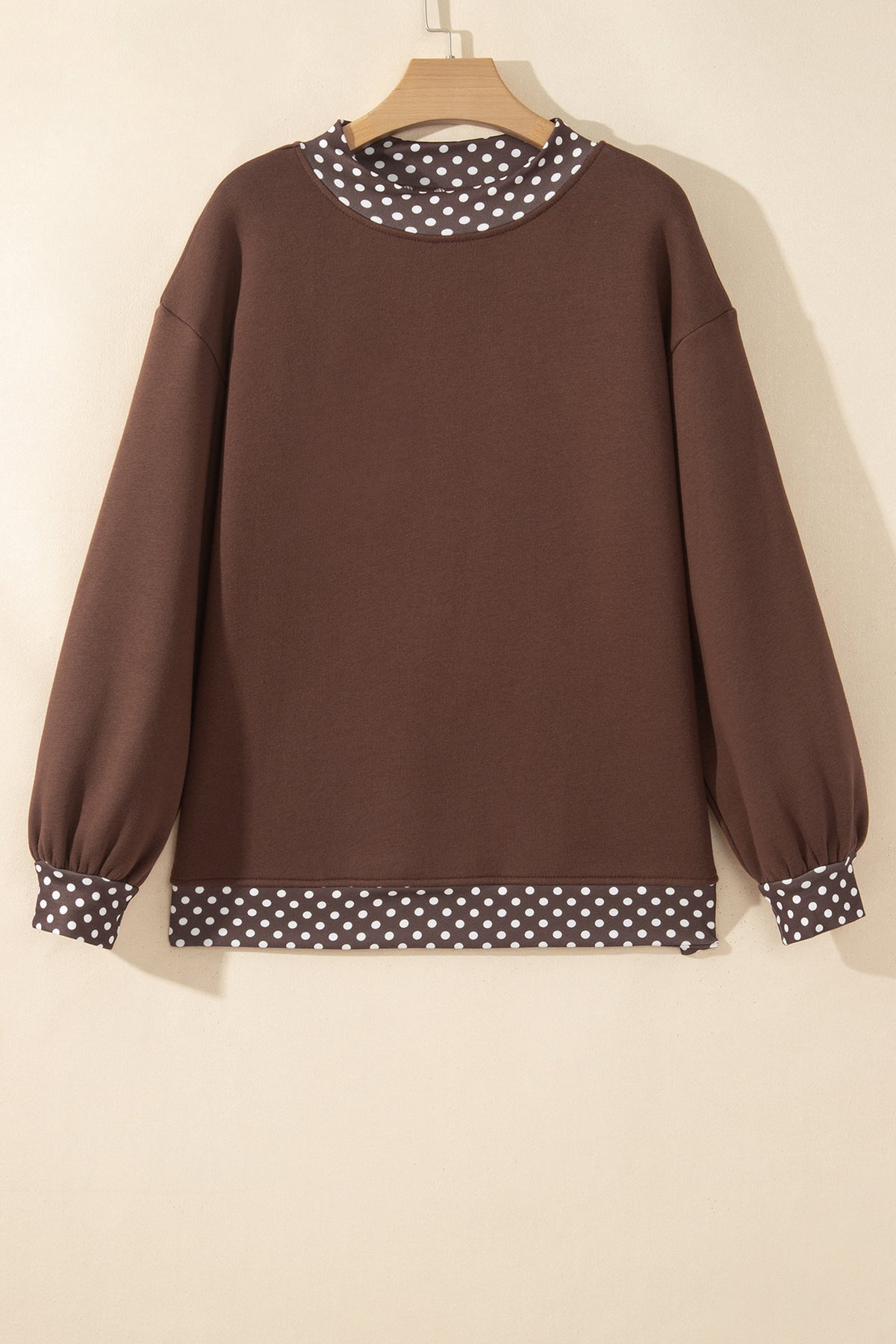 Tillandsia Purple Colorblock Polka Dot Contrast Trim Oversized Sweatshirt