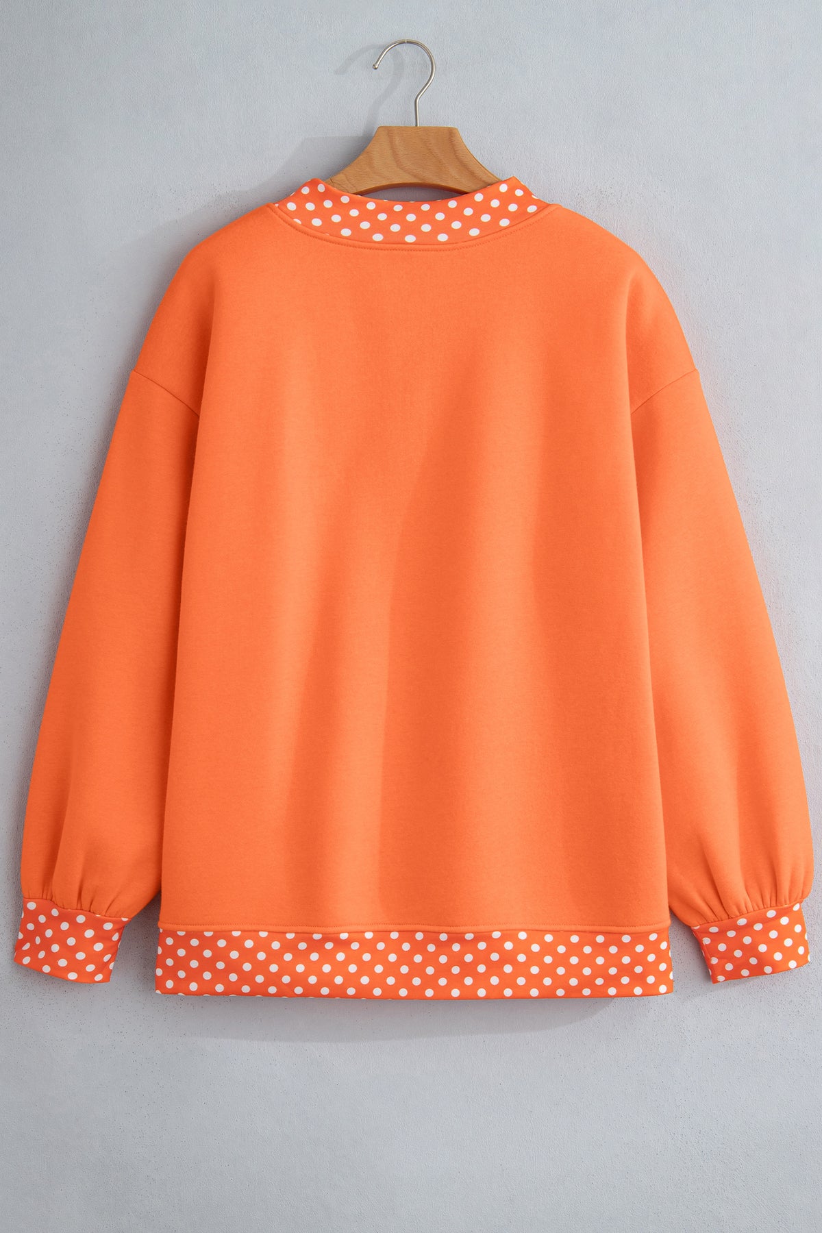 Tillandsia Purple Colorblock Polka Dot Contrast Trim Oversized Sweatshirt