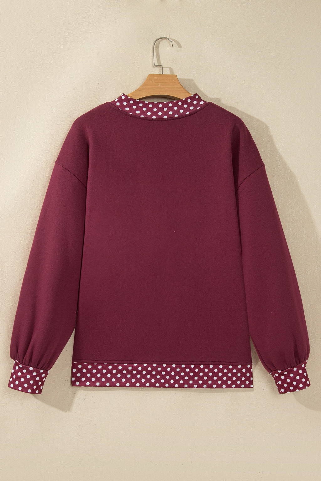 Tillandsia Purple Colorblock Polka Dot Contrast Trim Oversized Sweatshirt
