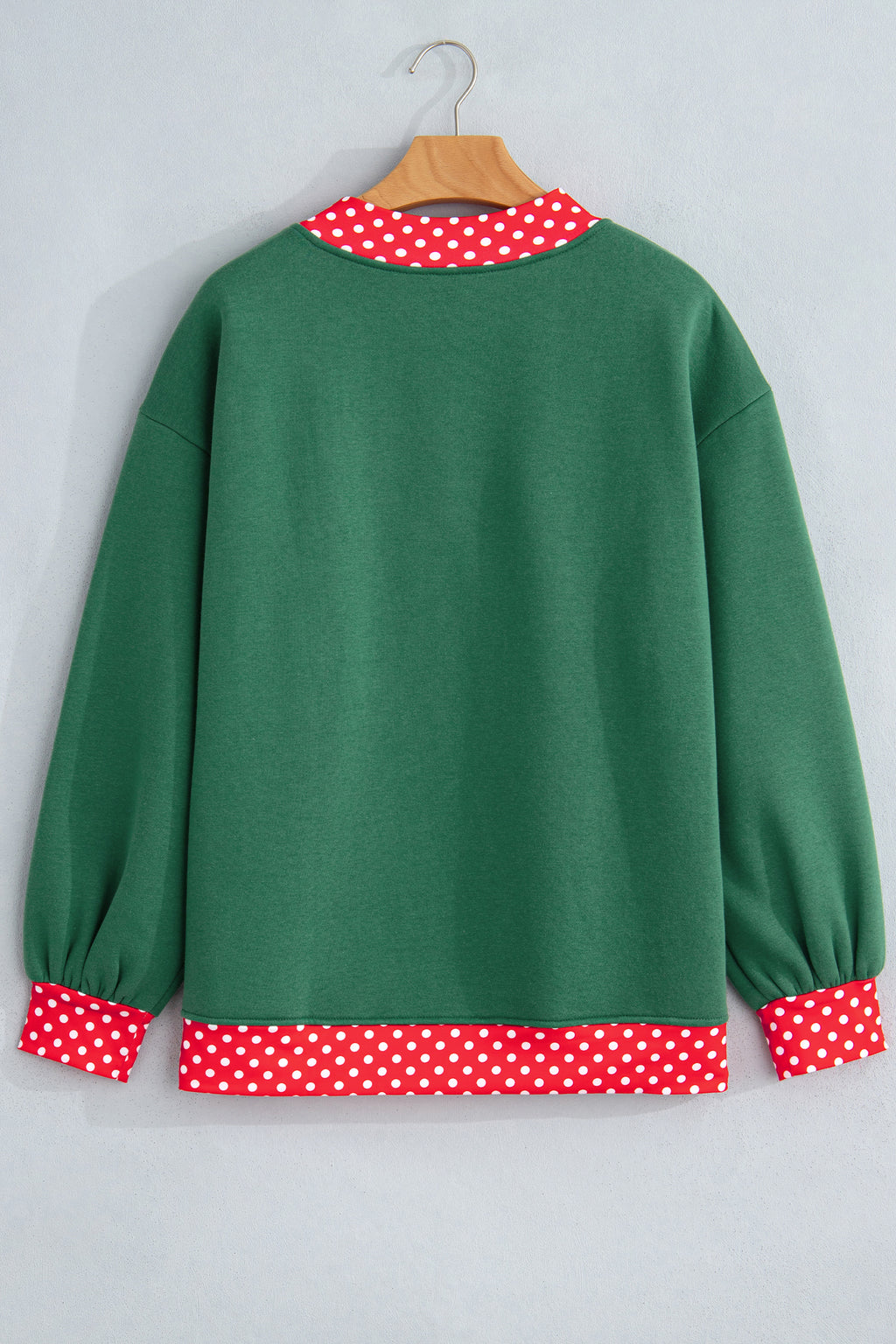 Tillandsia Purple Colorblock Polka Dot Contrast Trim Oversized Sweatshirt