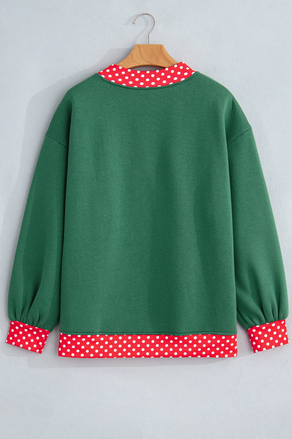 Tillandsia Purple Colorblock Polka Dot Contrast Trim Oversized Sweatshirt
