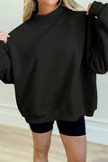 Womens Solid Color Oversized Mock Neck Sweatshirt