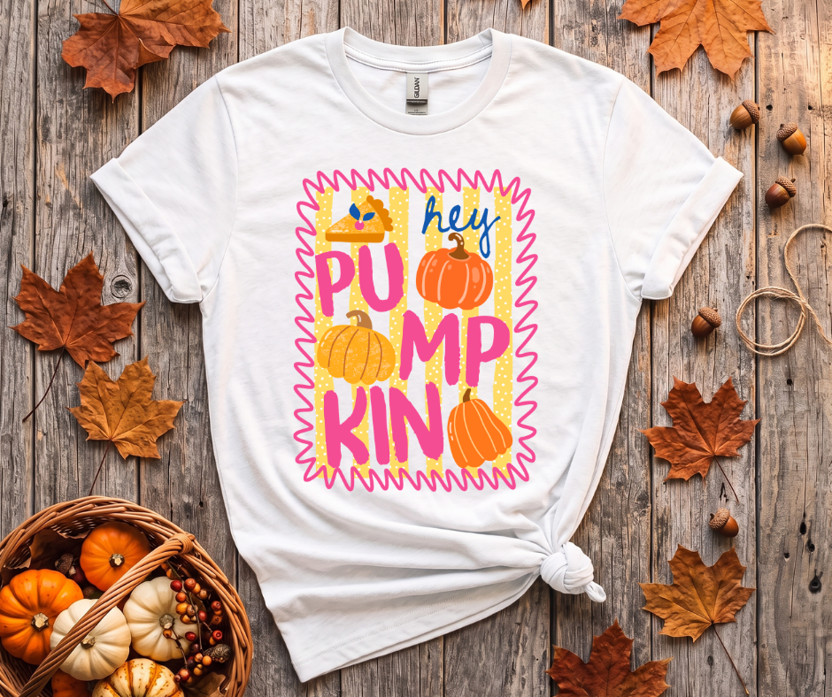 Pumpkin Graphic T-Shirt — "Hey Pumpkin" Fall Tee