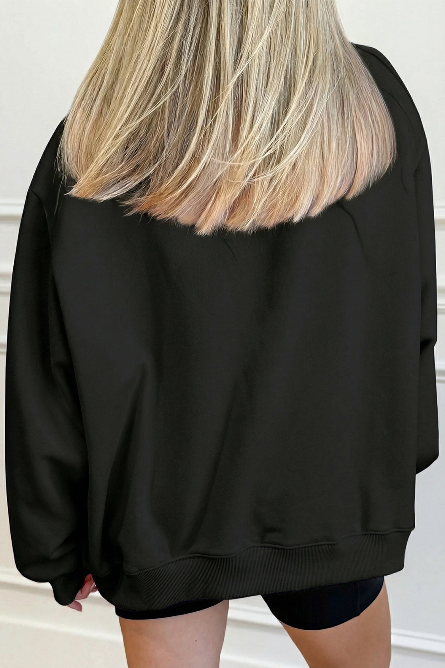 Womens Solid Color Oversized Mock Neck Sweatshirt
