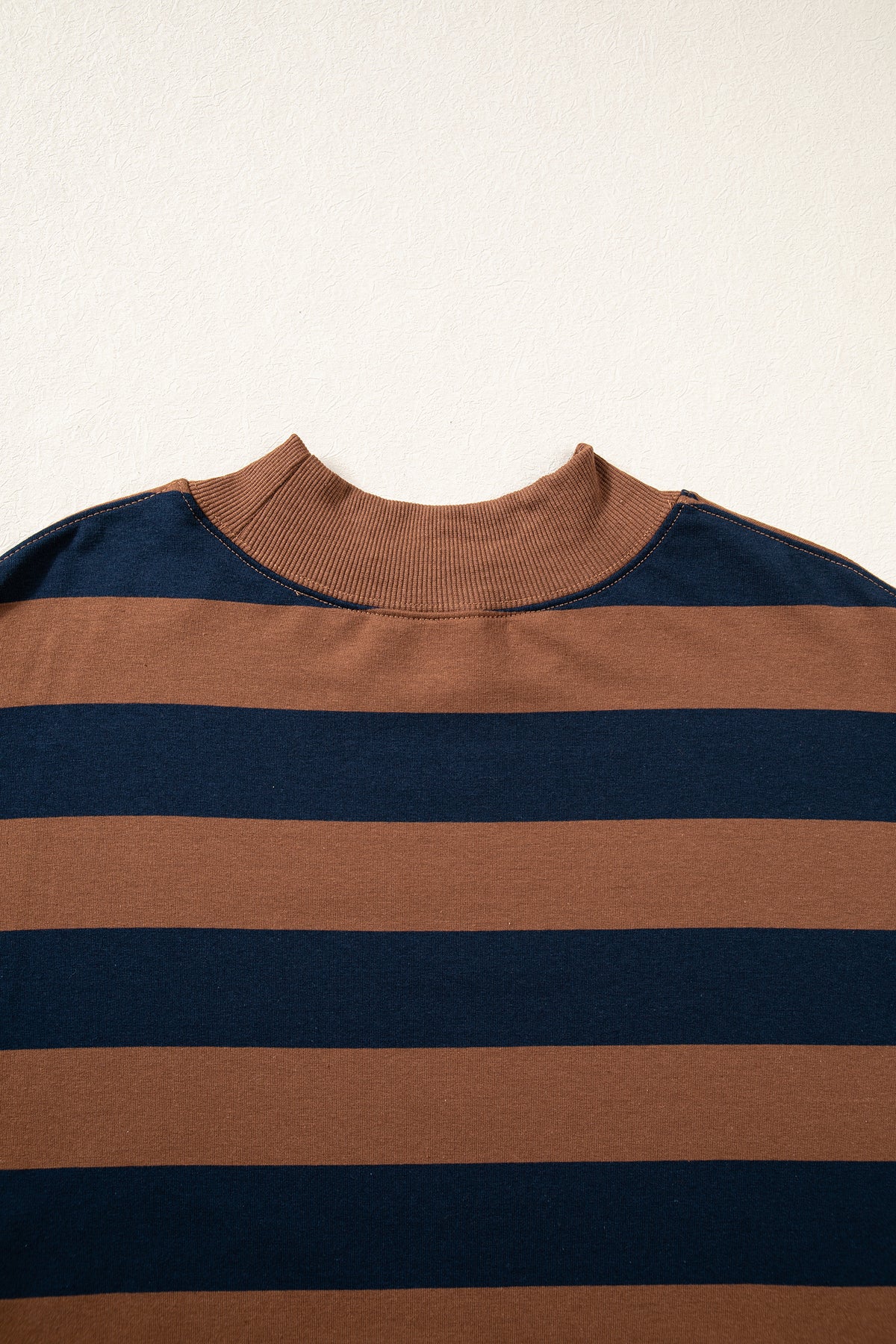 Orange Stripe Colorblock Mock Neck Relaxed Sweatshirt