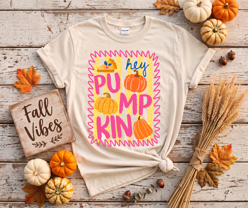 Pumpkin Graphic T-Shirt — "Hey Pumpkin" Fall Tee