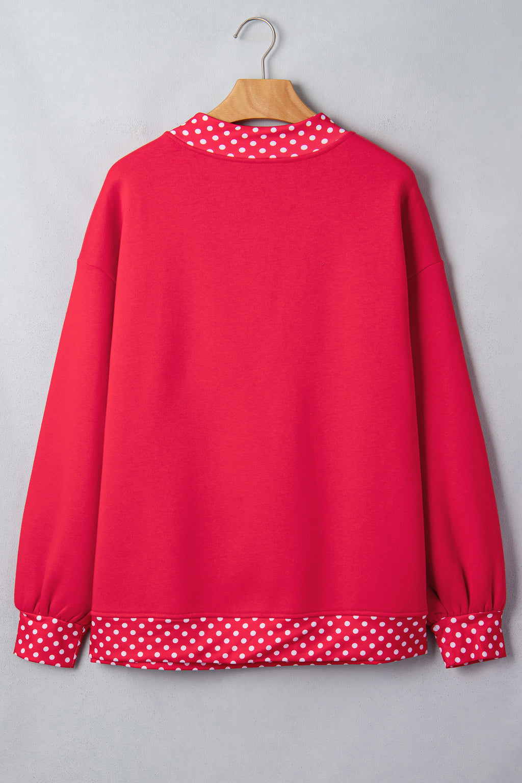 Tillandsia Purple Colorblock Polka Dot Contrast Trim Oversized Sweatshirt