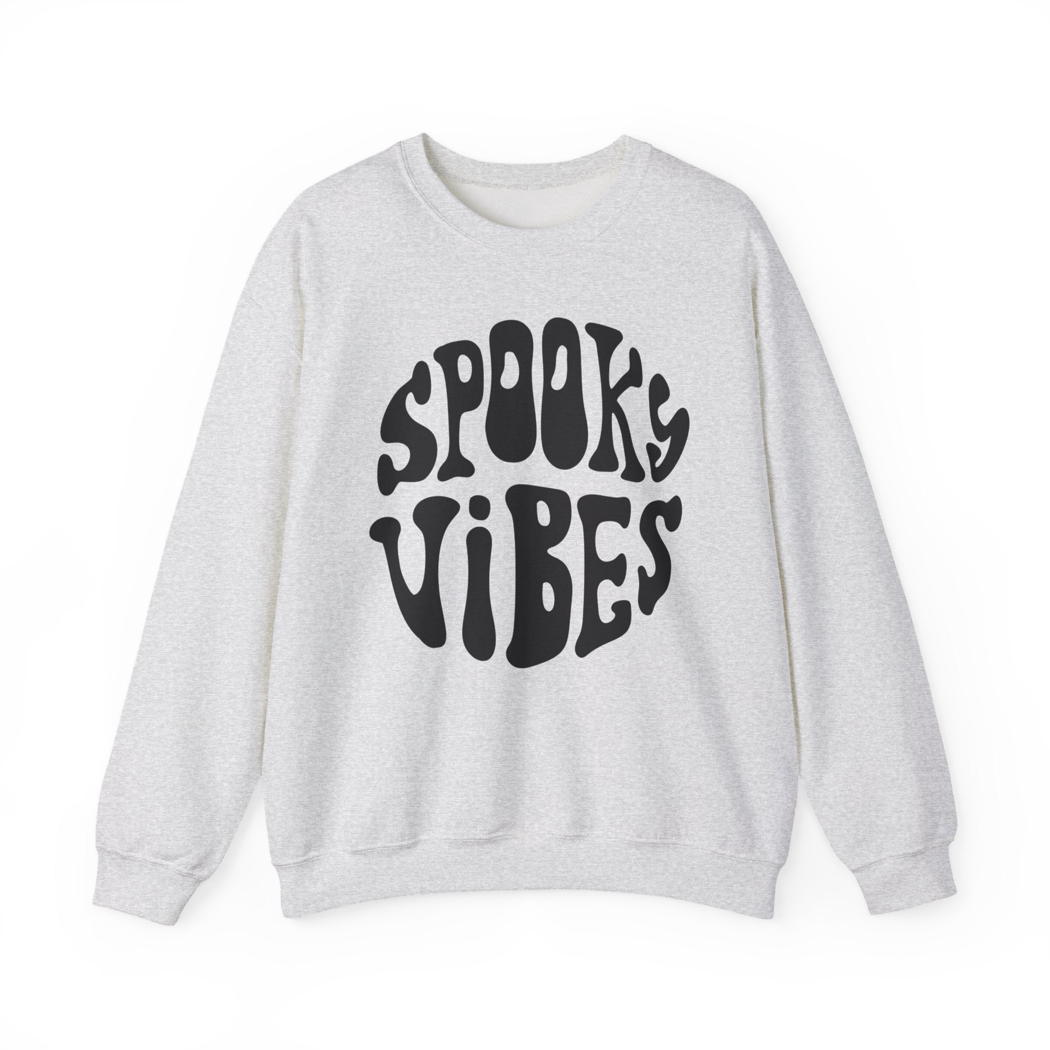 Spooky Vibes Crewneck Sweatshirt – Halloween Retro Groovy Graphic