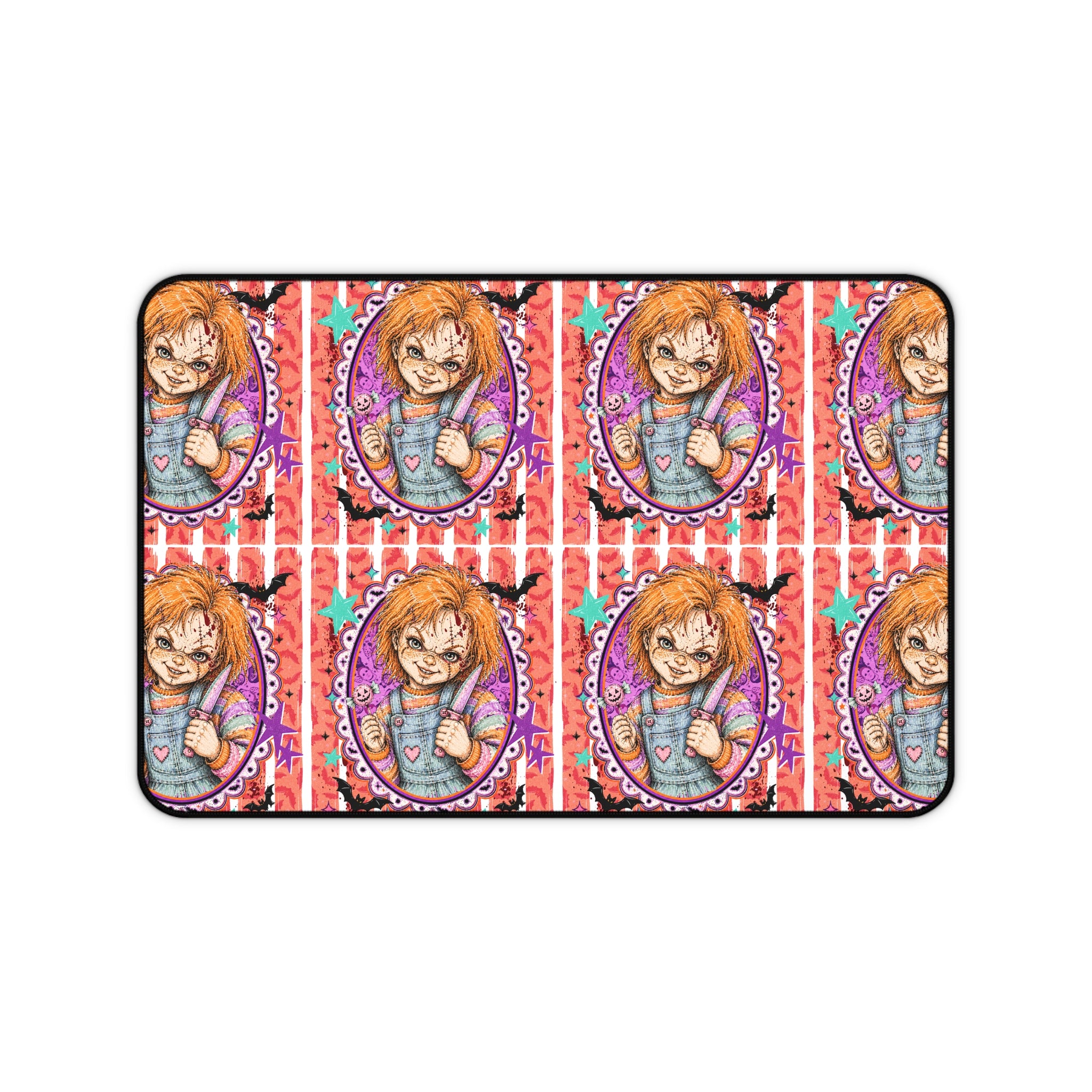 Chucky Pattern Desk Mat — Horror Movie Slasher Office Mousepad
